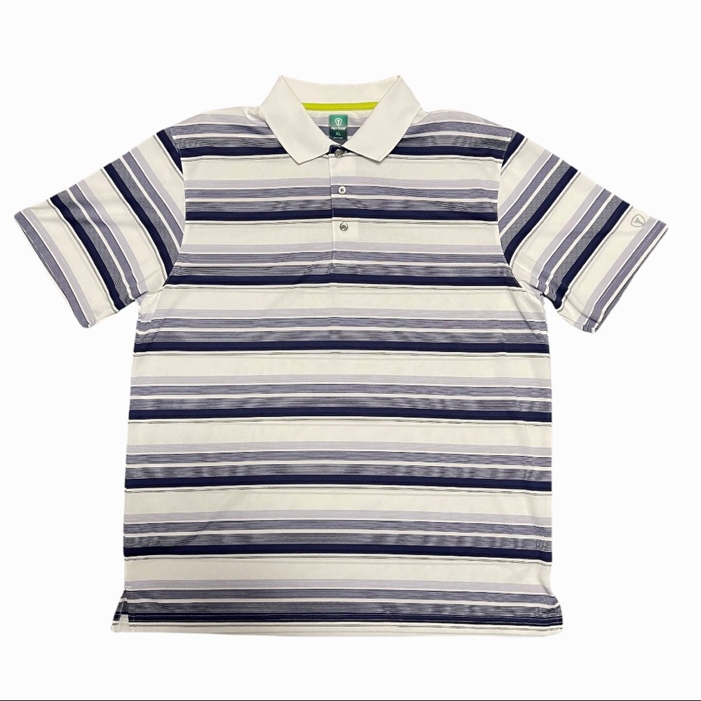 MEN'S BLUE STRIPED SHORT SLEEVE GOLF POLO SHIRT - PRO TOUR - AIRPLAY - SIZE XL
